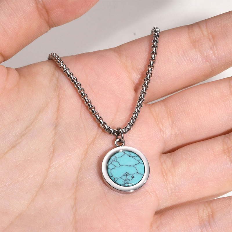 Wear FengShui Natural Stone Turquoise Tiger Eye  Lazurite Malachite Titanium Steel Purification Necklace Pendant