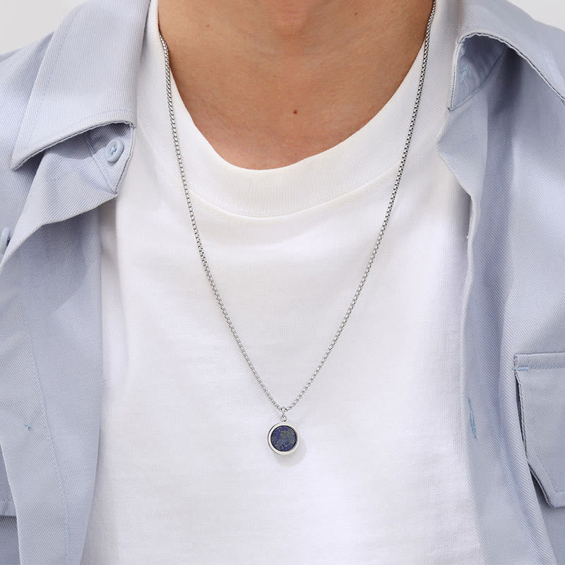 Wear FengShui Natural Stone Turquoise Tiger Eye  Lazurite Malachite Titanium Steel Purification Necklace Pendant