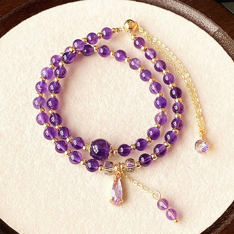 Wear FengShui Natural Amethyst Beads Balance Multi-layer Bracelet