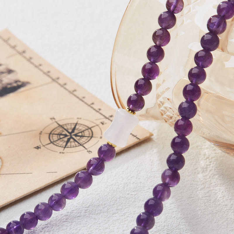 Wear FengShui Natural Amethyst Beads Coin Hanging Gourd Chalcedony Lotus Balance Multi-layer Bracelet
