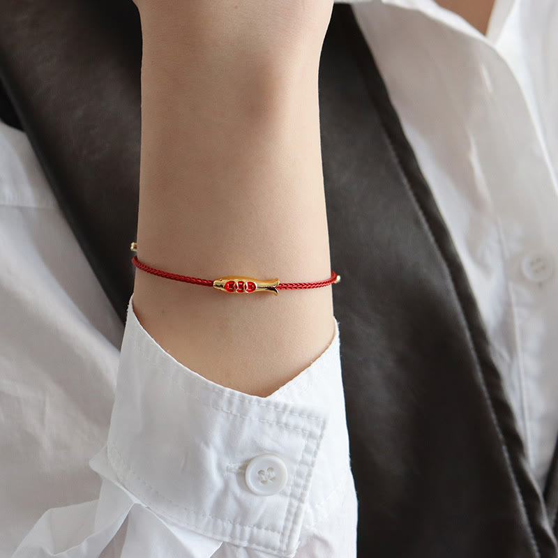 Wear FengShui Brass Koi Fish Red String Wealth Bracelet