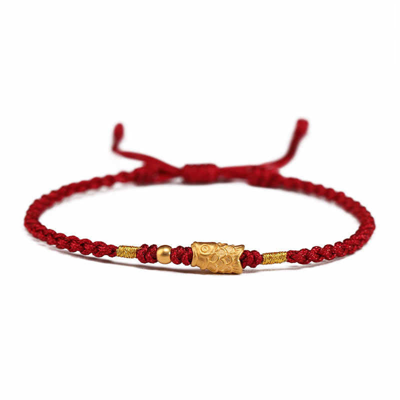 Wear FengShui 999 Gold Luck Protection Koi Fish Handmade Braided String Bracelet