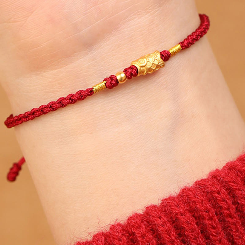 Wear FengShui 999 Gold Luck Protection Koi Fish Handmade Braided String Bracelet