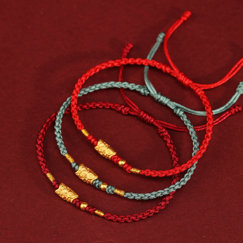 Wear FengShui 999 Gold Luck Protection Koi Fish Handmade Braided String Bracelet