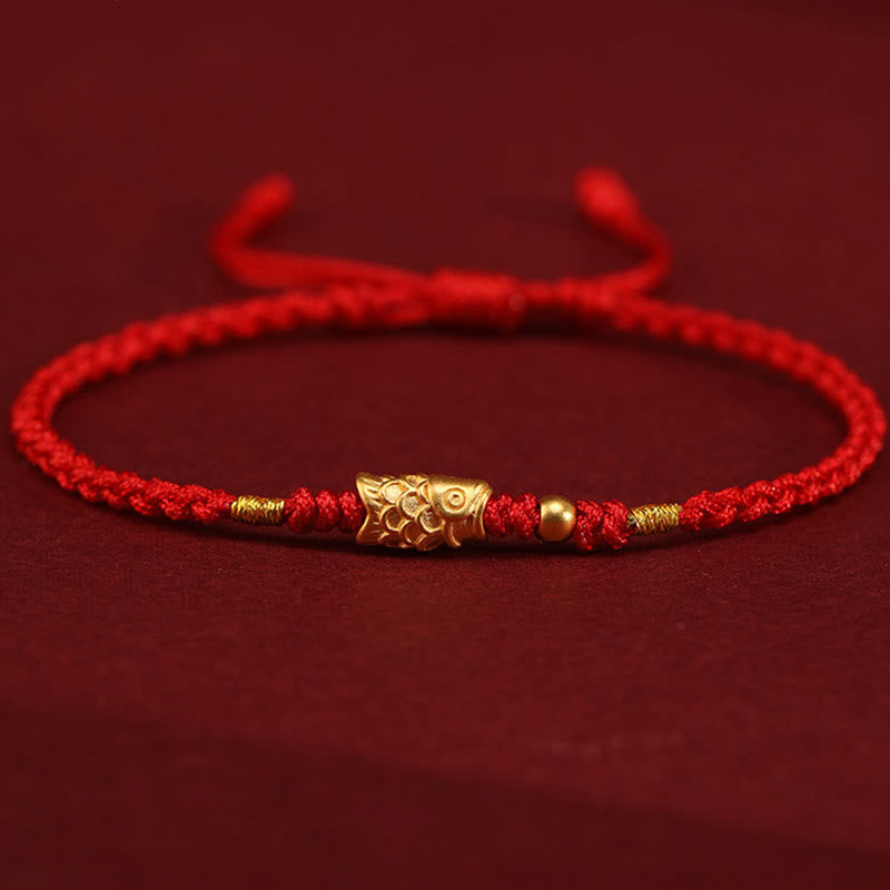 Wear FengShui 999 Gold Luck Protection Koi Fish Handmade Braided String Bracelet