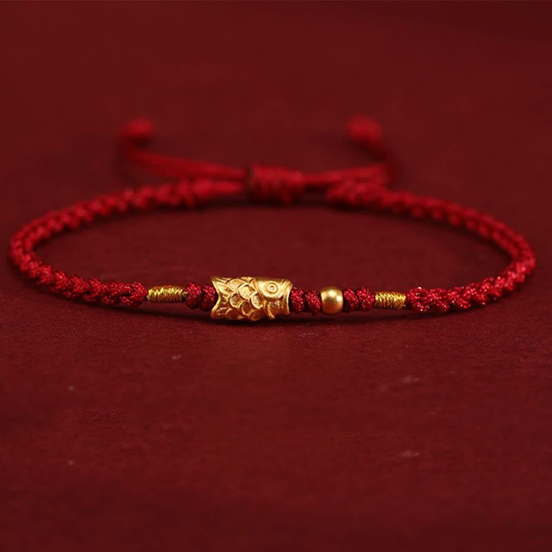 Wear FengShui 999 Gold Luck Protection Koi Fish Handmade Braided String Bracelet