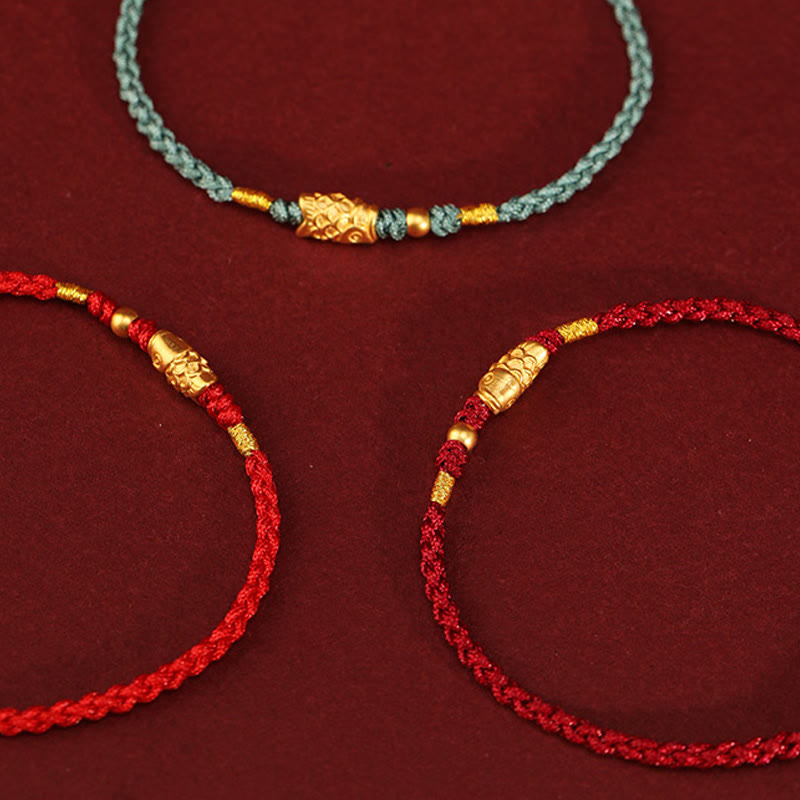 Wear FengShui 999 Gold Luck Protection Koi Fish Handmade Braided String Bracelet