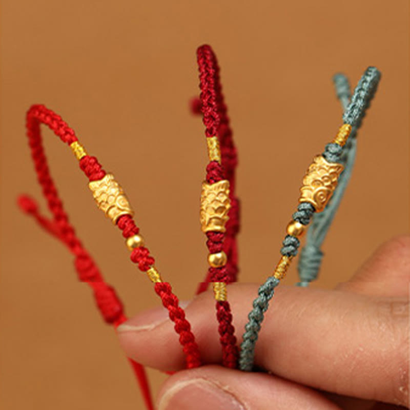 Wear FengShui 999 Gold Luck Protection Koi Fish Handmade Braided String Bracelet