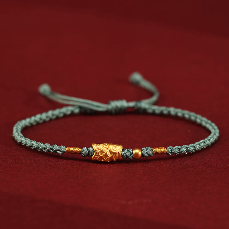 Wear FengShui 999 Gold Luck Protection Koi Fish Handmade Braided String Bracelet