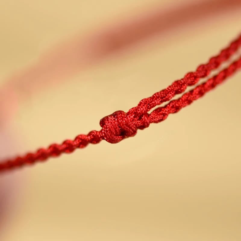 Wear FengShui Cinnabar Beads Peach Wood Blessing String Bracelet