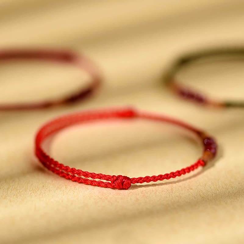 Wear FengShui Cinnabar Beads Peach Wood Blessing String Bracelet