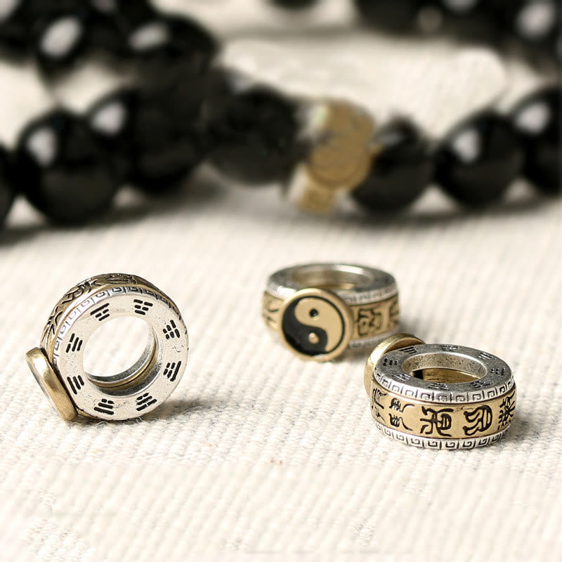 Wear FengShui Black Obsidian Yin Yang Nine-Character Mantra Fulfilment Bracelet