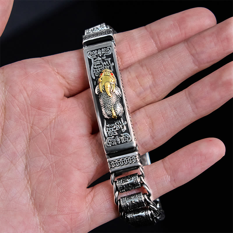 Wear FengShui Tibetan Copper Buckle Prayer Wheel Heart Sutra Pi Xiu Metal Bracelet