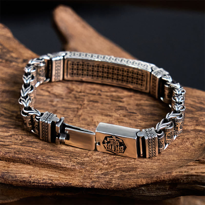 Wear FengShui Tibetan Copper Buckle Prayer Wheel Heart Sutra Pi Xiu Metal Bracelet