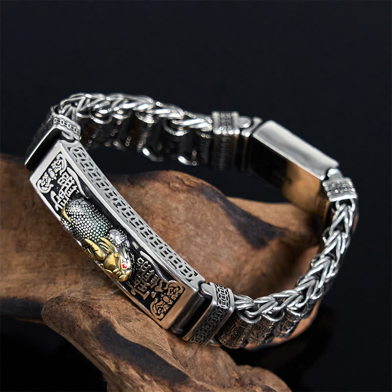 Wear FengShui Tibetan Copper Buckle Prayer Wheel Heart Sutra Pi Xiu Metal Bracelet