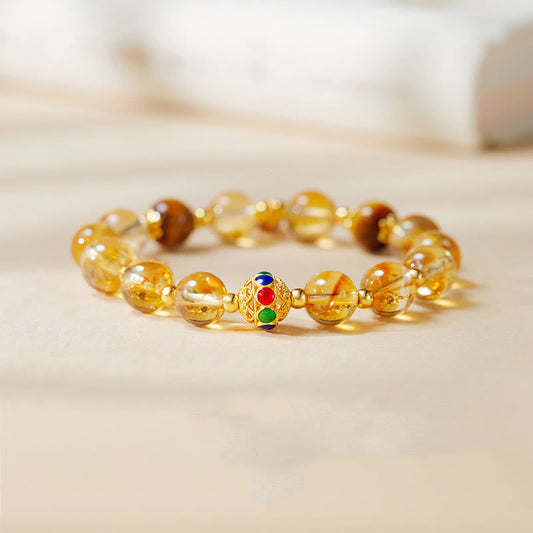 Wear FengShui 925 Sterling Silver Fu Character Citrine Tiger Eye Protection Bracelet