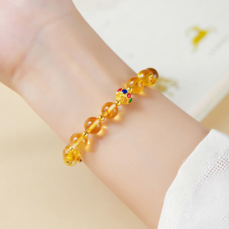 Wear FengShui 925 Sterling Silver Fu Character Citrine Tiger Eye Protection Bracelet