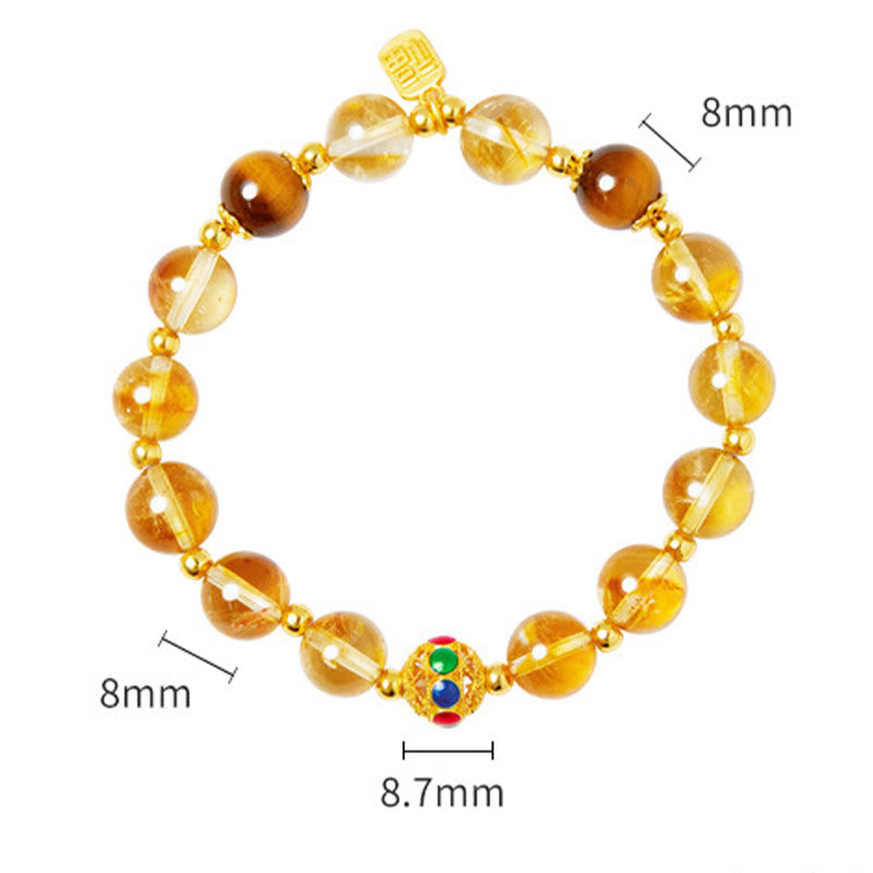 Wear FengShui 925 Sterling Silver Fu Character Citrine Tiger Eye Protection Bracelet