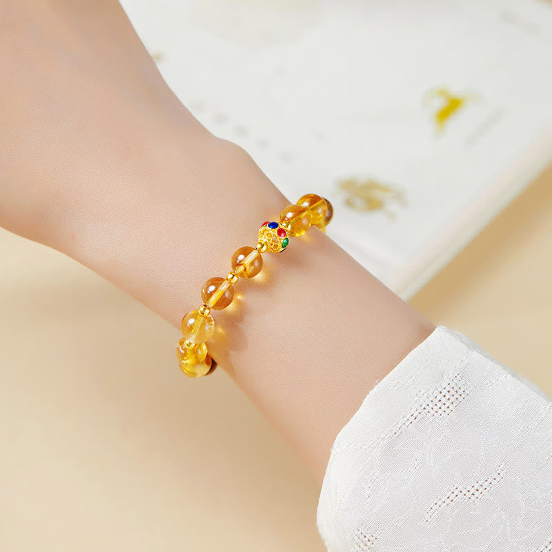 Wear FengShui 925 Sterling Silver Fu Character Citrine Tiger Eye Protection Bracelet