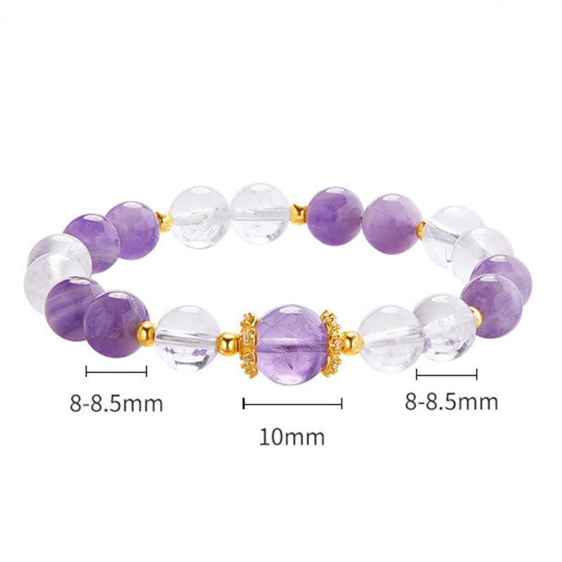 Wear FengShui 925 Sterling Silver Natural Amethyst White Crystal Balance Bracelet