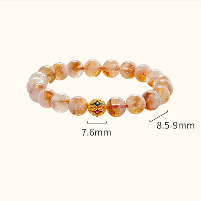 Wear FengShui 999 Sterling Silver Natural Citrine Flower Balls Beads Protection Bracelet