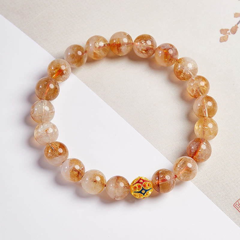 Wear FengShui 999 Sterling Silver Natural Citrine Flower Balls Beads Protection Bracelet