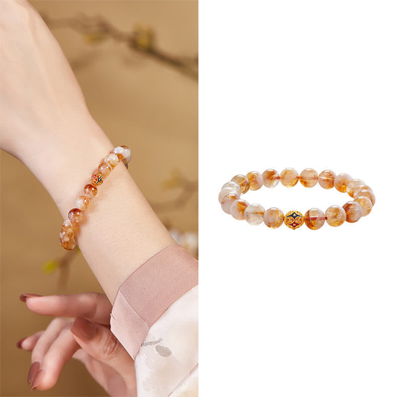 Wear FengShui 999 Sterling Silver Natural Citrine Flower Balls Beads Protection Bracelet