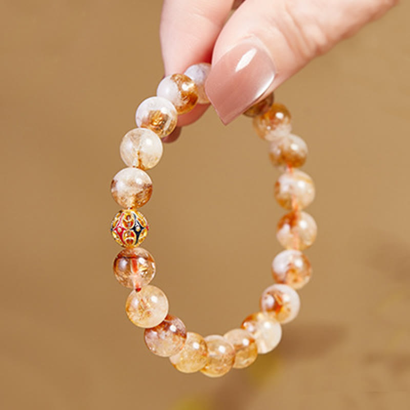 Wear FengShui 999 Sterling Silver Natural Citrine Flower Balls Beads Protection Bracelet