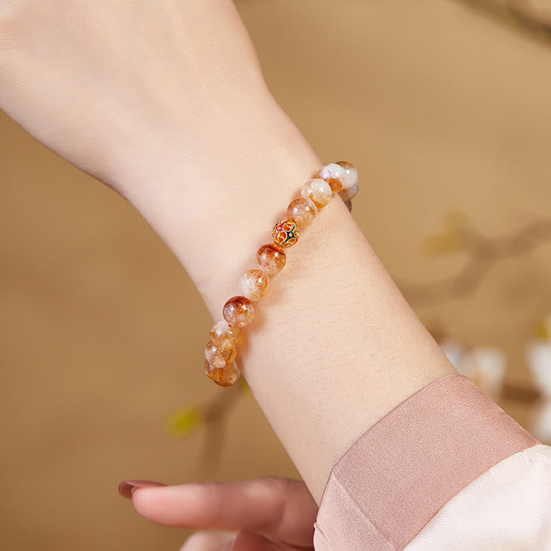 Wear FengShui 999 Sterling Silver Natural Citrine Flower Balls Beads Protection Bracelet