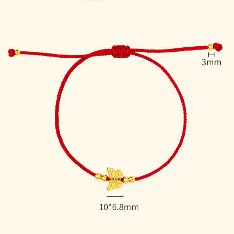 Wear FengShui 999 Sterling Silver Butterfly Red String Strength Bracelet