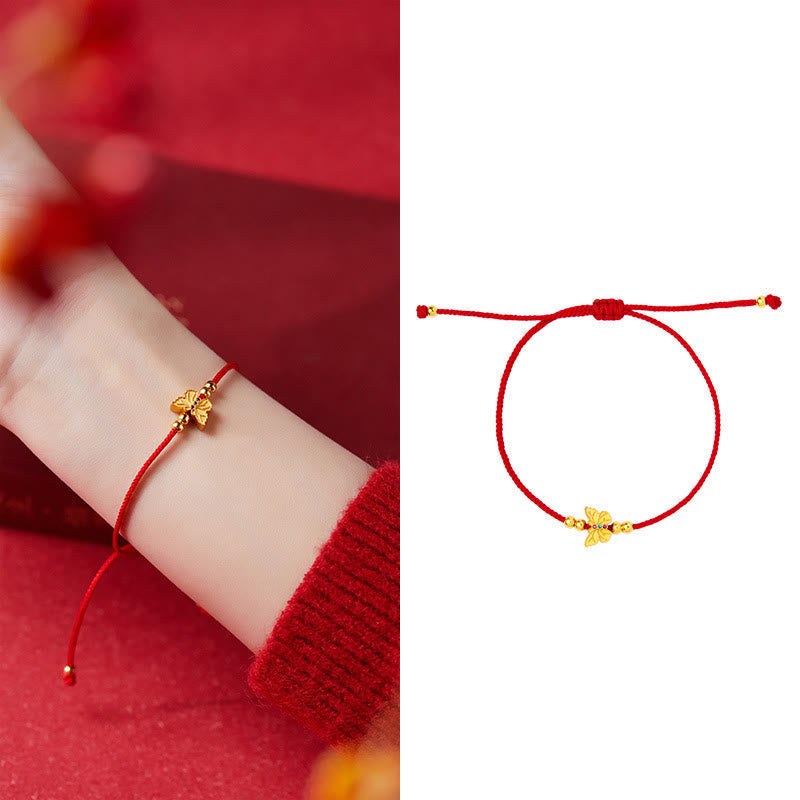 Wear FengShui 999 Sterling Silver Butterfly Red String Strength Bracelet