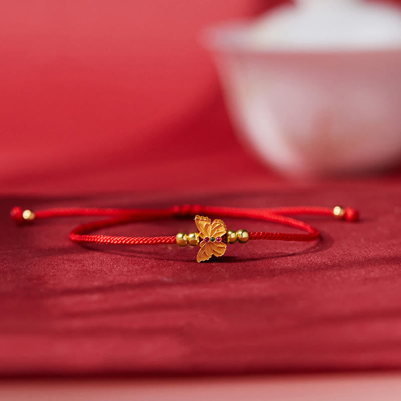 Wear FengShui 999 Sterling Silver Butterfly Red String Strength Bracelet