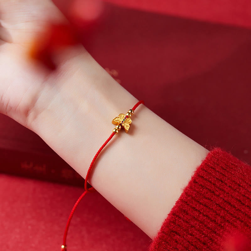 Wear FengShui 999 Sterling Silver Butterfly Red String Strength Bracelet