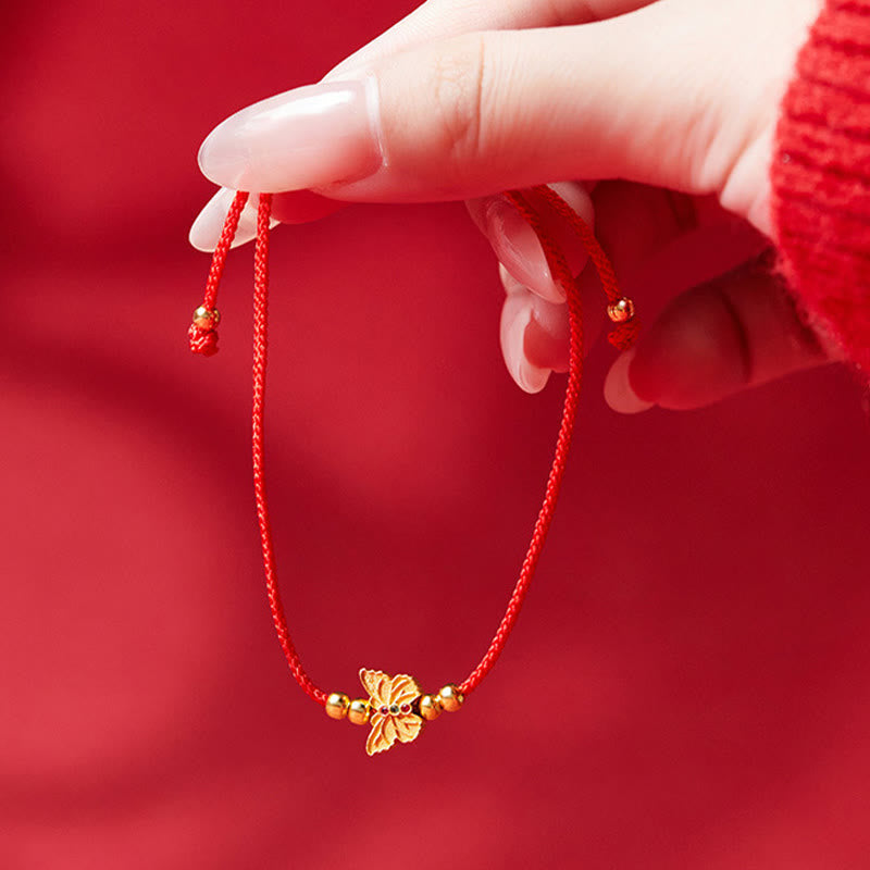 Wear FengShui 999 Sterling Silver Butterfly Red String Strength Bracelet