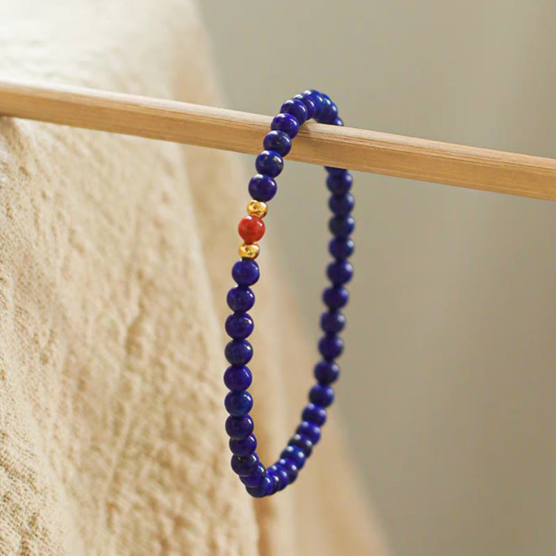 Wear FengShui Small Lazurite Cinnabar Ultra-thin Beads Positive Bracelet