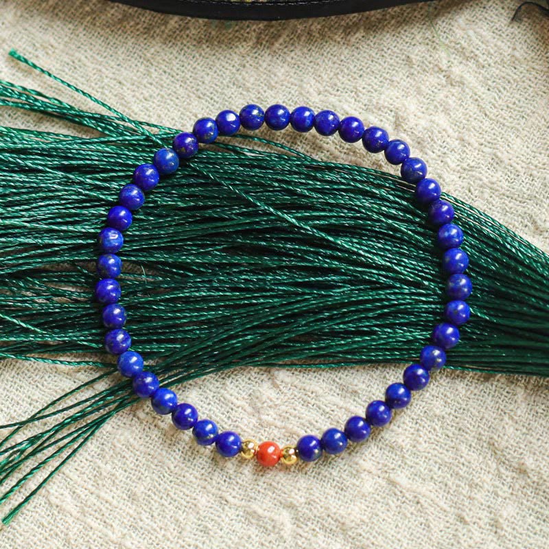 Wear FengShui Small Lazurite Cinnabar Ultra-thin Beads Positive Bracelet