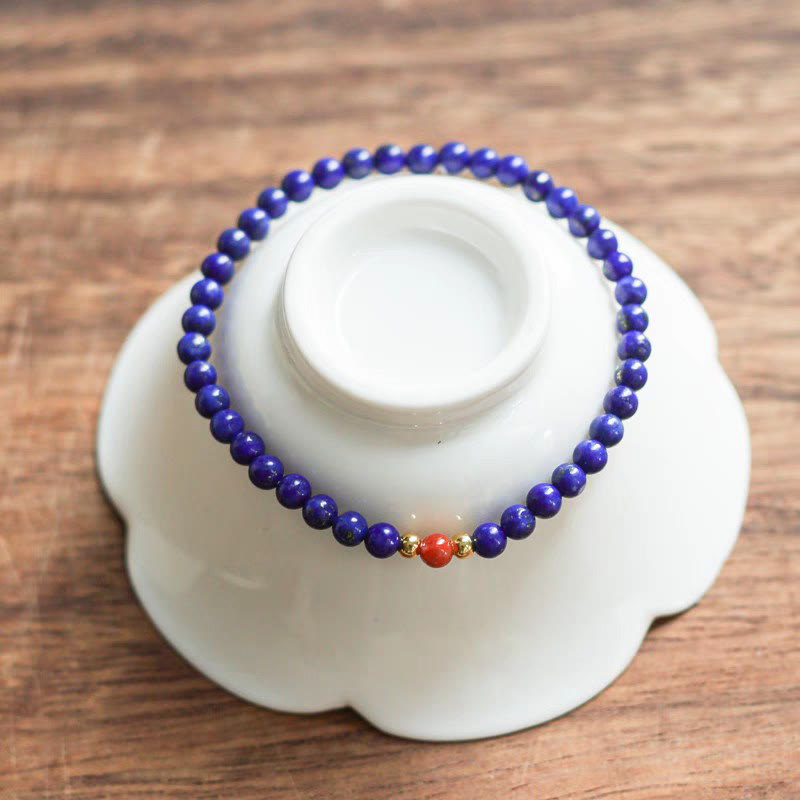 Wear FengShui Small Lazurite Cinnabar Ultra-thin Beads Positive Bracelet