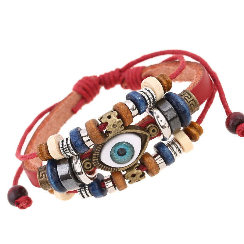 Wear FengShui Tibetan Evil Eye Leather Adjustable Protection Bracelet
