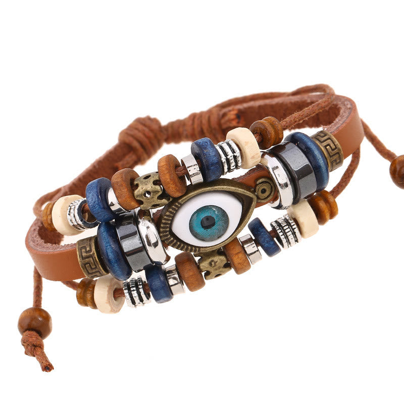 Wear FengShui Tibetan Evil Eye Leather Adjustable Protection Bracelet