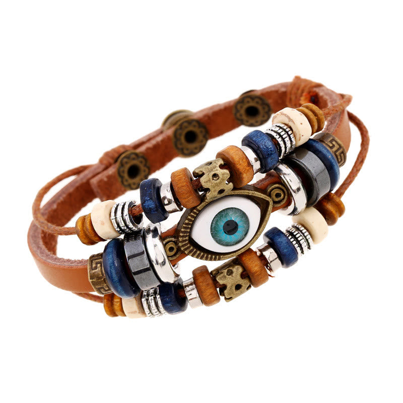 Wear FengShui Tibetan Evil Eye Leather Adjustable Protection Bracelet