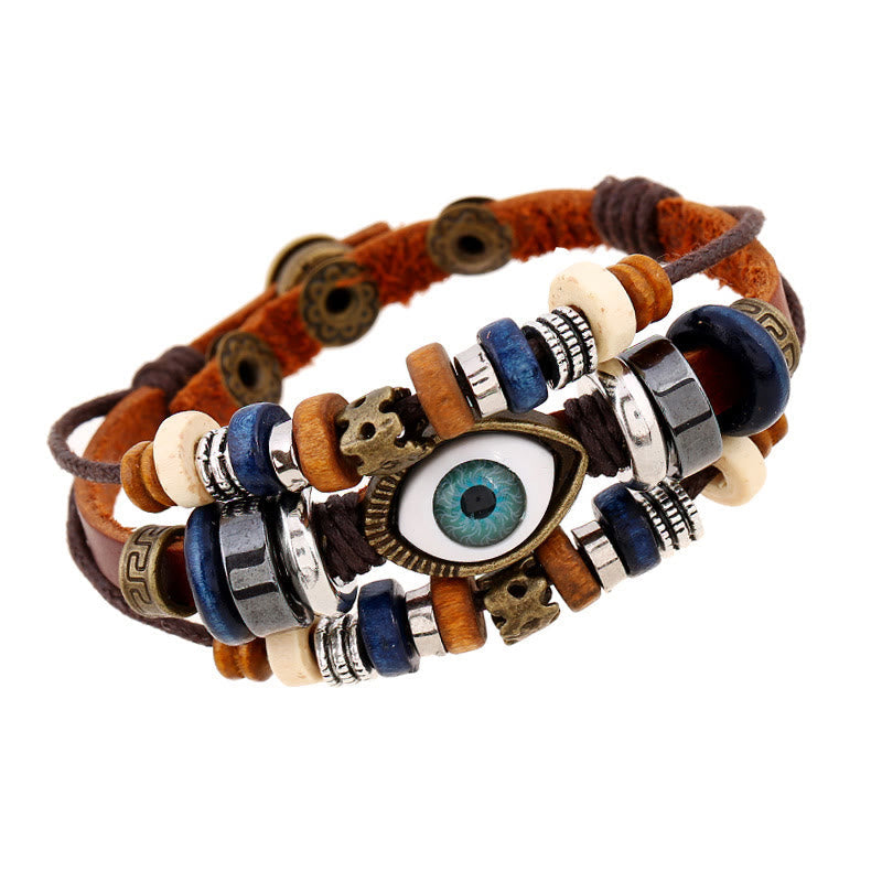 Wear FengShui Tibetan Evil Eye Leather Adjustable Protection Bracelet