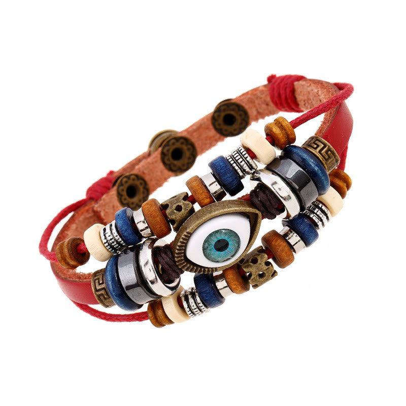 Wear FengShui Tibetan Evil Eye Leather Adjustable Protection Bracelet