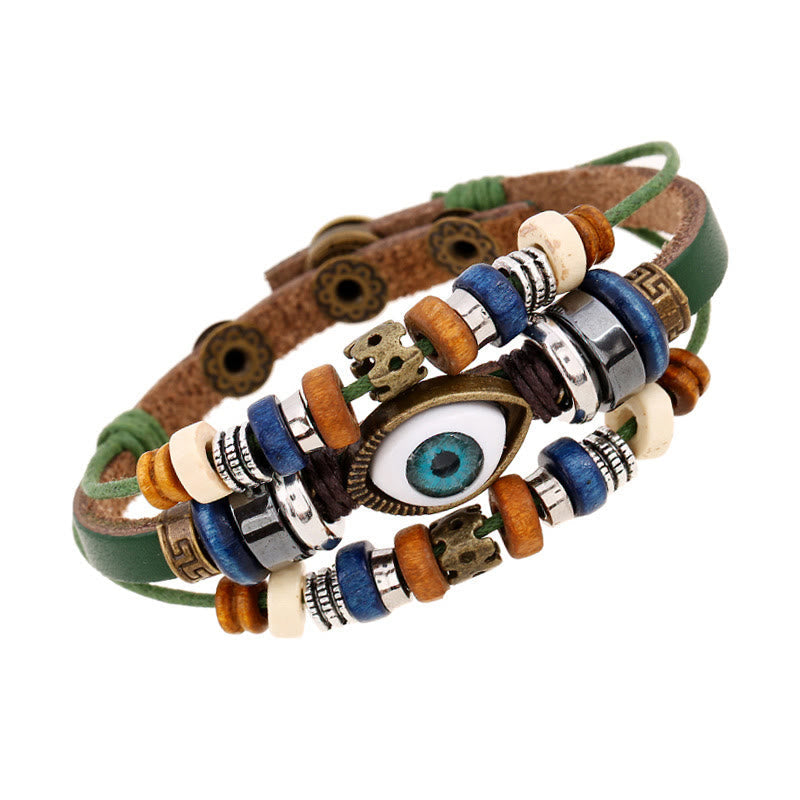 Wear FengShui Tibetan Evil Eye Leather Adjustable Protection Bracelet