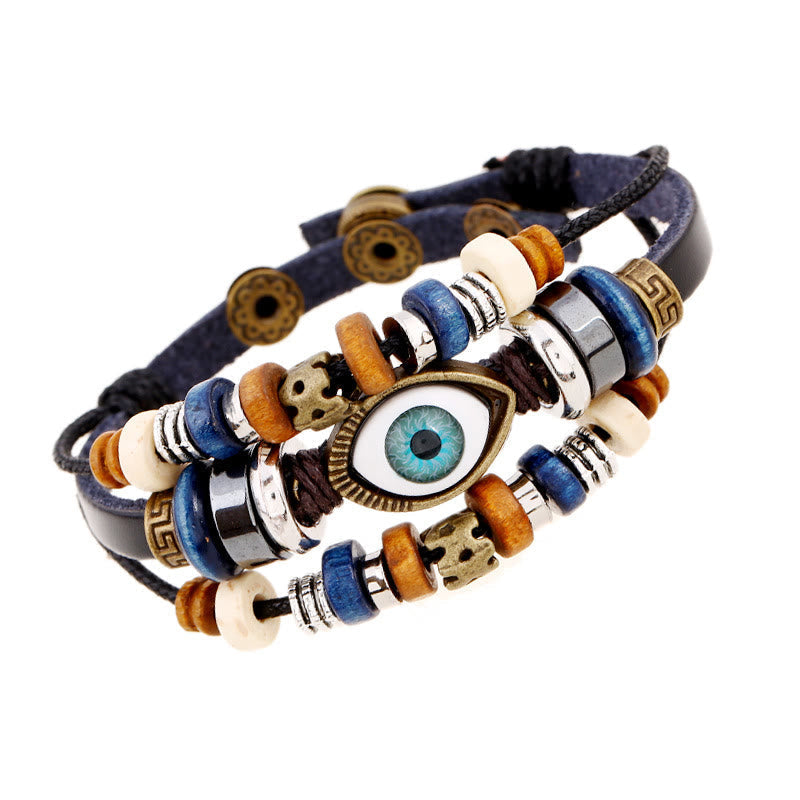 Wear FengShui Tibetan Evil Eye Leather Adjustable Protection Bracelet
