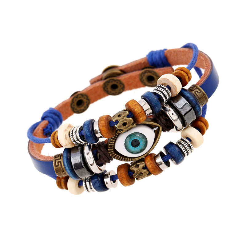 Wear FengShui Tibetan Evil Eye Leather Adjustable Protection Bracelet