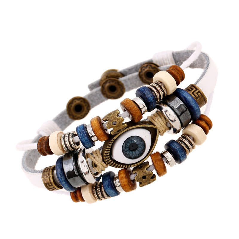 Wear FengShui Tibetan Evil Eye Leather Adjustable Protection Bracelet