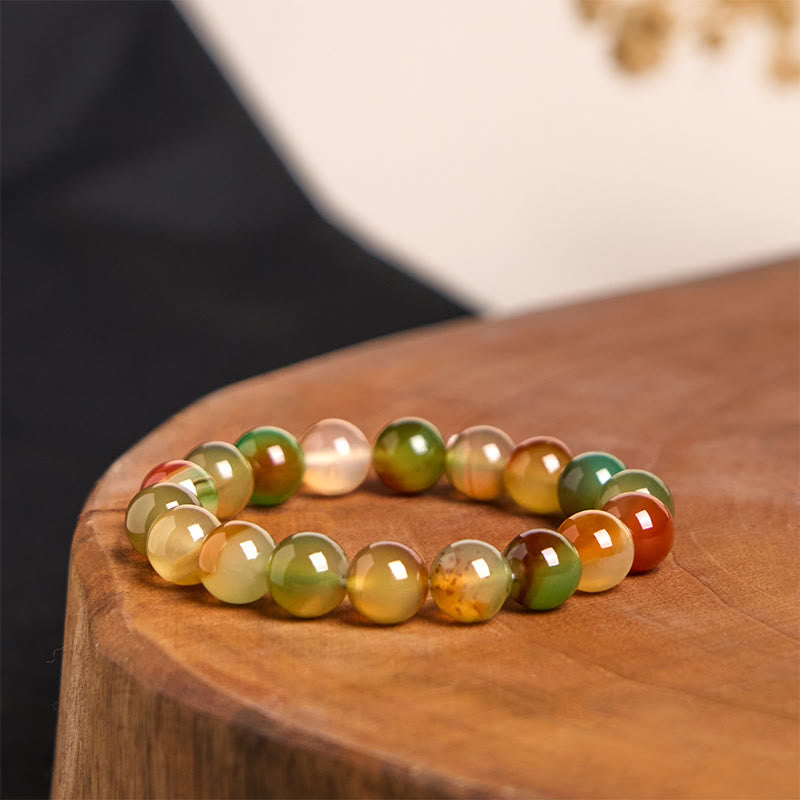 Wear FengShui Natural Colorful Peacock Agate Courage Purify Bracelet
