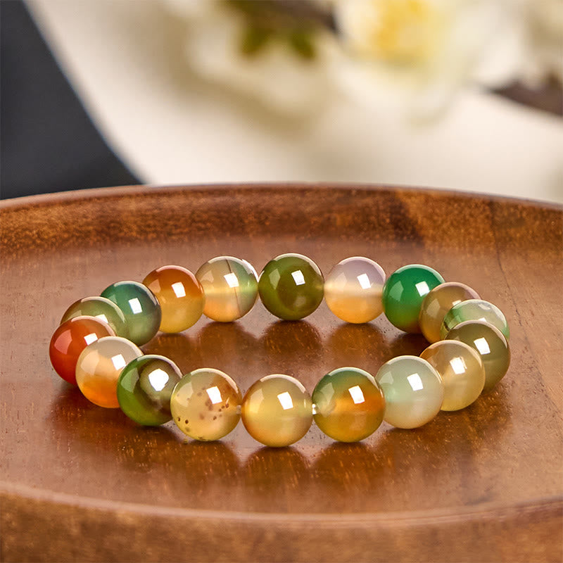 Wear FengShui Natural Colorful Peacock Agate Courage Purify Bracelet