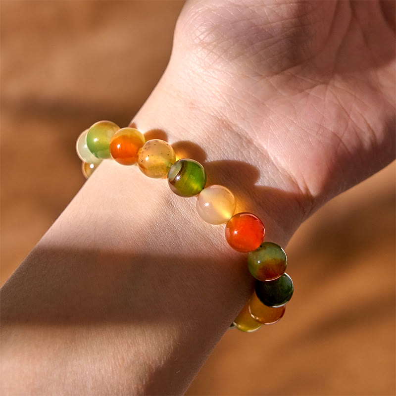 Wear FengShui Natural Colorful Peacock Agate Courage Purify Bracelet