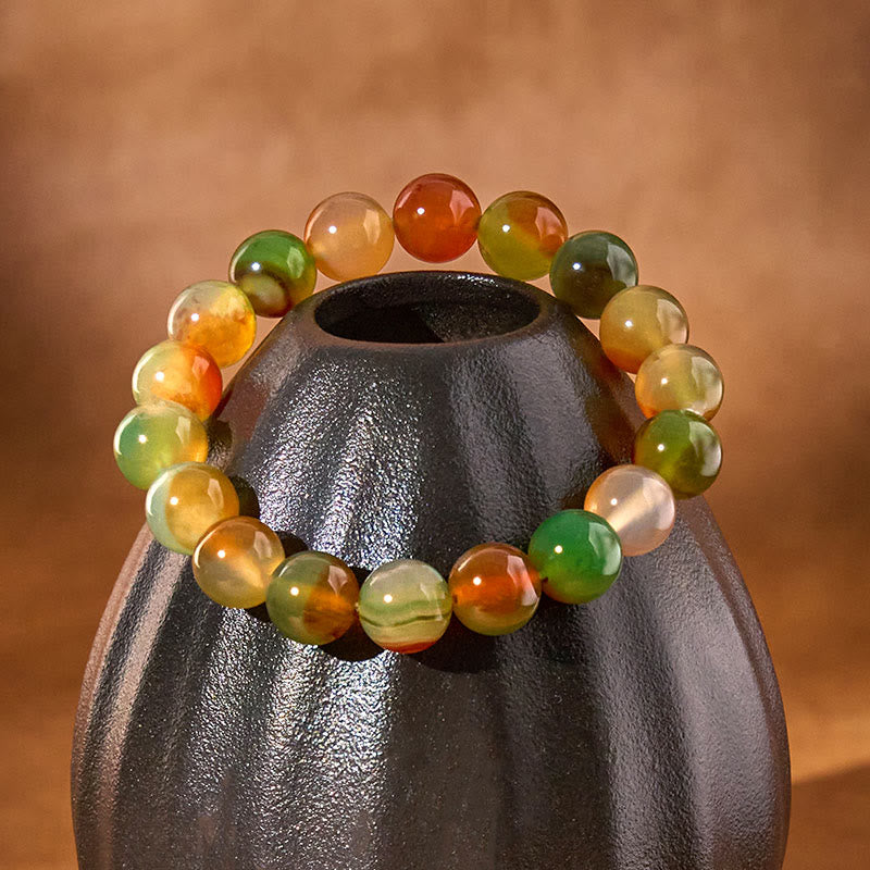 Wear FengShui Natural Colorful Peacock Agate Courage Purify Bracelet